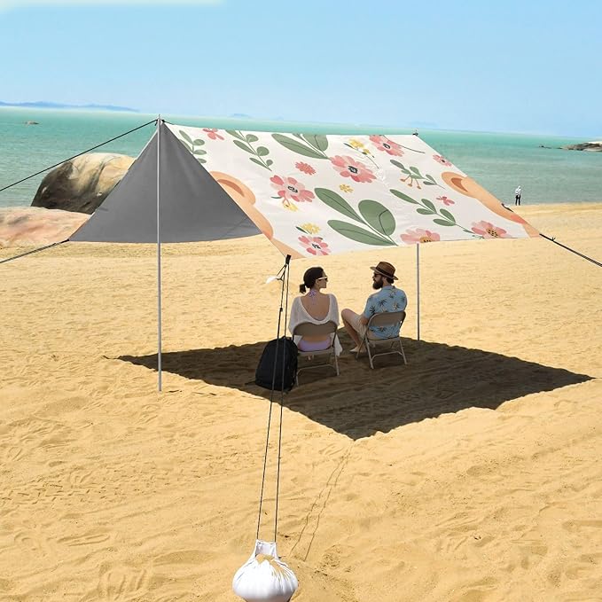 ALAZA Lovely Cute Bear Flower Beach Tent Sun Shelter Portable Canopy Sunshade for Outdoor Camping Picnics Backyard Fun 10x9 ft