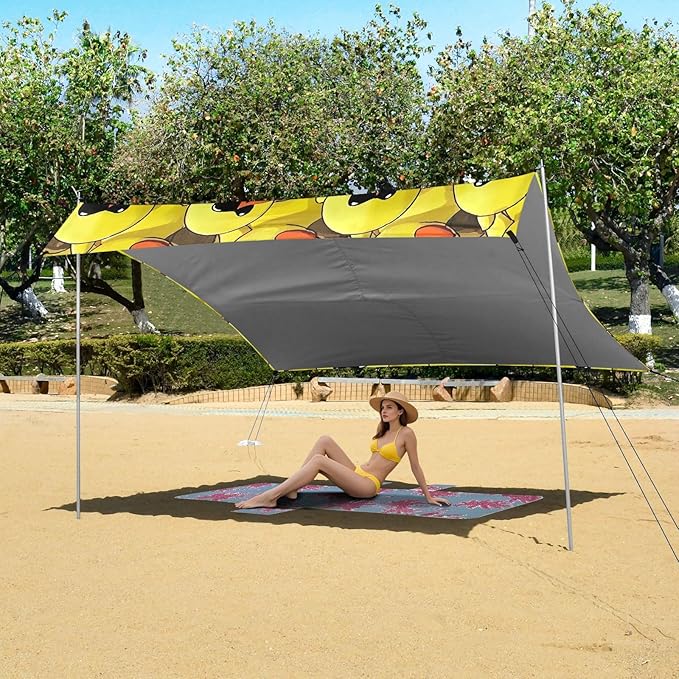 ALAZA Duck Sunglasses Art Beach Tent Sun Shelter Portable Canopy Sunshade for Outdoor Camping Picnics Backyard Fun 10x9 ft