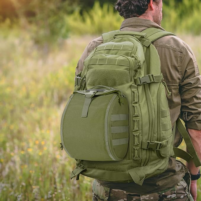 FRTKK Tactical Helmet Bag Pack Military Molle Pouch Multi-Purpose Carrying Storage Bag Include USA Flag Patch and 2 PCS Molle Straps for Sports Hunting Shooting Combat Helmets (Ranger Green)