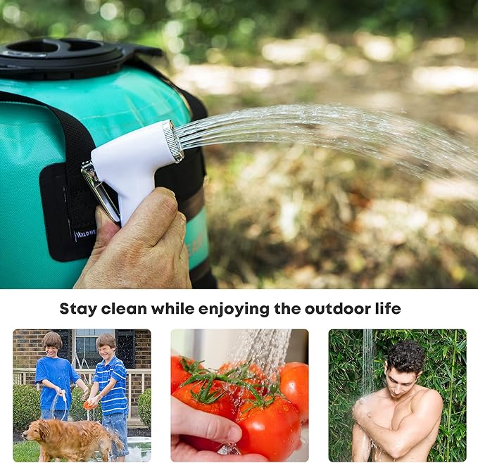 WILD HEART Camping Shower 22L/ 12L Portable Shower for Camping with Pressure Foot Pump and Hose - Solar Shower Bag Backpack for Camping Road Trip &amp Outdoor Use