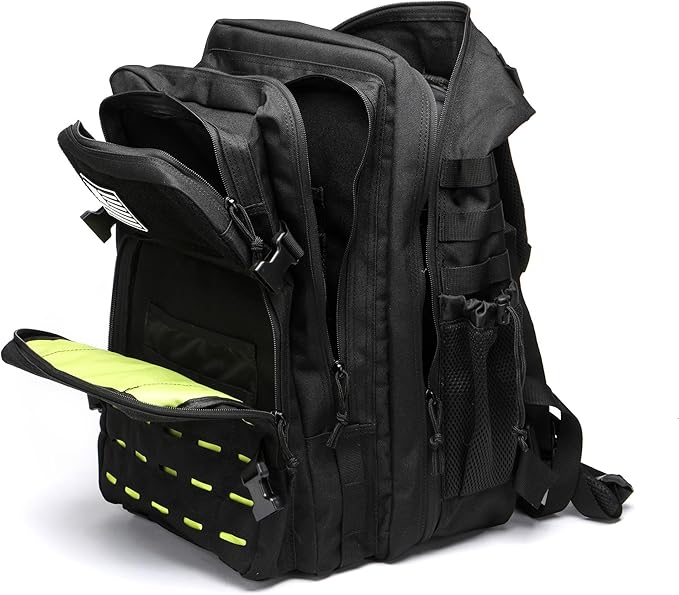 50L Tactical Military Backpack Waterproof Sturdy Bag for Hiking Camping Fishing Gym Backpack with Bottle Holder (Bright yellow Black)