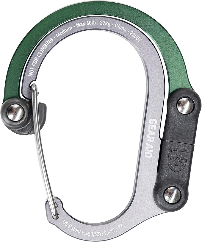 GEAR AID HEROCLIP 360° Swivel Carabiner Gear Clip and Hook (Medium) for Camping Backpack Suitcases and Garage Organization