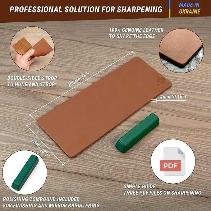 BeaverCraft BSH2 Glacier Bushcraft Knife LS2P1 Stropping Leather Strop for Knife Sharpening