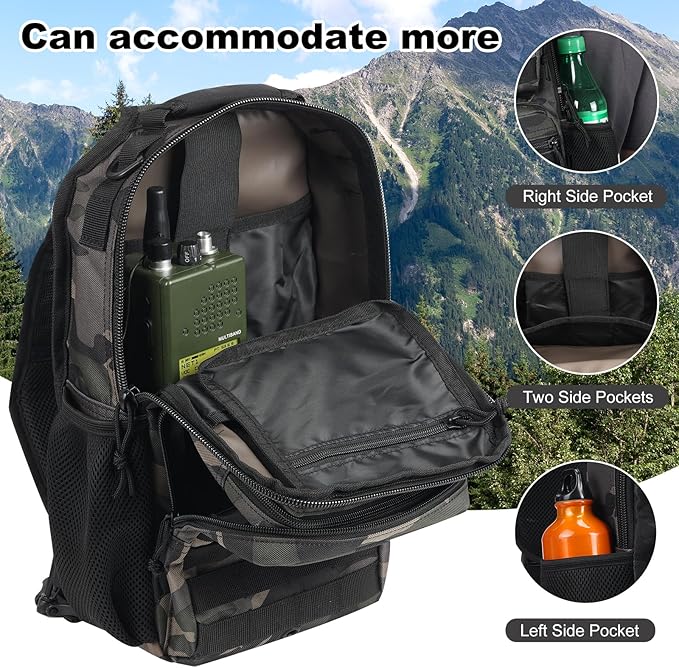 Rover Sling Pack Tactical Shoulder Sling Bag Backpack with Bottle Holder Crossbody Chest Bag Black Camo