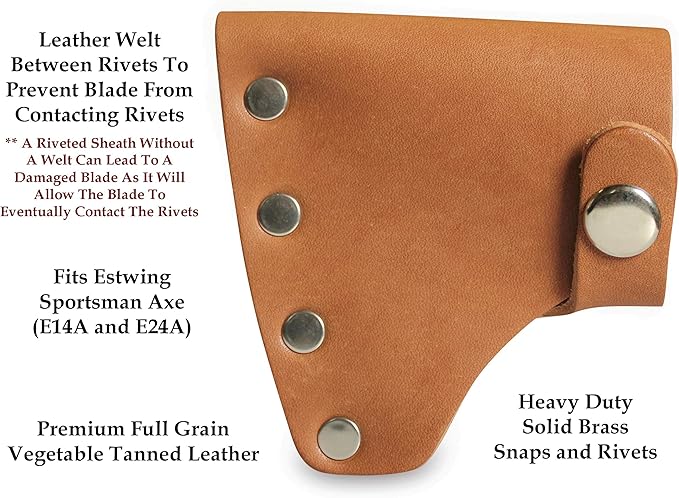 American Bench Craft Leather Hatchet Sheath fits ESTWING Hatchet Sportsman's Axe Models E14A &amp E24A - (Hatchet Not Included) (Brown)