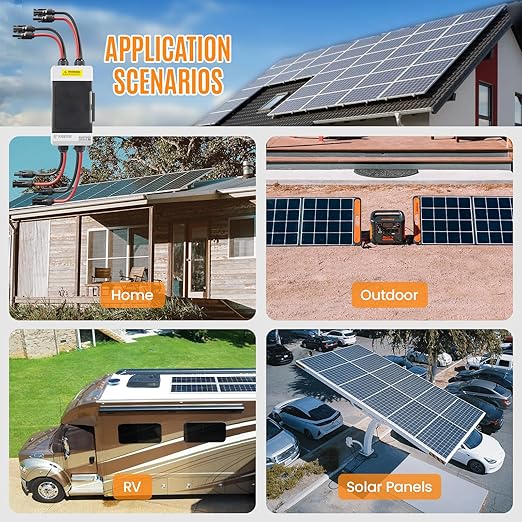 Solar Panels Disconnect Switch 40A 1000VDC PV Shut Off Switch 2 String Circuit Breaker Box IP66 Waterproof UV-Proof