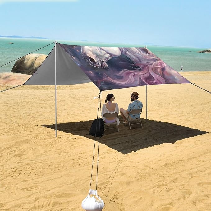 ALAZA Star Magic Unicorn Space Beach Tent Sun Shelter Portable Canopy Sunshade for Outdoor Camping Picnics Backyard Fun 10x9 ft