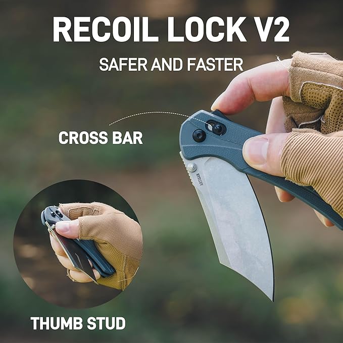 ARTISANCUTLERY Simoon Pocket Knife 3.47 AR-RPM9 Steel Blade G10 Handle Folding Knife with Recoil Lock V2 EDC Knives for Camping Hiking Survival(ATZ-1882 Blue)