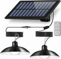 Solar Shed Lights 1-to-2 Solar Pendant Lights Outdoor Hanging Lights with Remote &amp Dusk to Dawn Waterproof for Shed Barn Gazebo Garage