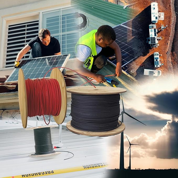 10AWG Solar Extension Cable 2*20 FT Solar Panel Cable with Female and Male Waterproof ConnectorsPV Panel Extension Wire 6mm²for PV Panels Controllers Off-Grid Systems(20FT Red + 20FT Black)