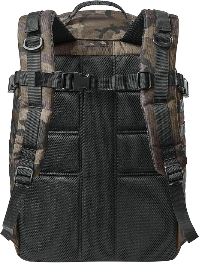 Army Universe Tactical Outdoors MOLLE Backpack 600D Poly Canvas Tough Durable Work &amp Equipment Bag 32L Black Camo