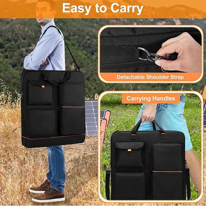 HODRANT Solar Panel Storage Bag with Bright Lining Travel Solar Panel Carrying Case Compatible with Jackery SolarSaga 100W 100X 200W Padded Carrier Organizer Compatible with ZOUPW 100W 110W 200W