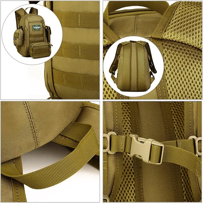 HUNTVP 10L Tactical Backpack Small Backpack Mini Daypack Military MOLLE Rucksack Gear Tactical Assault Pack Bag for Hunting Camping Trekking(10L-Jungle Camouflage)