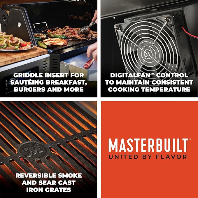 Masterbuilt® Gravity Series® 800 Smoker Grill - Charcoal Grill plus Griddle Insert Digital Control App Connectivity 800 Cooking Square Inches in Black Model MB20040221