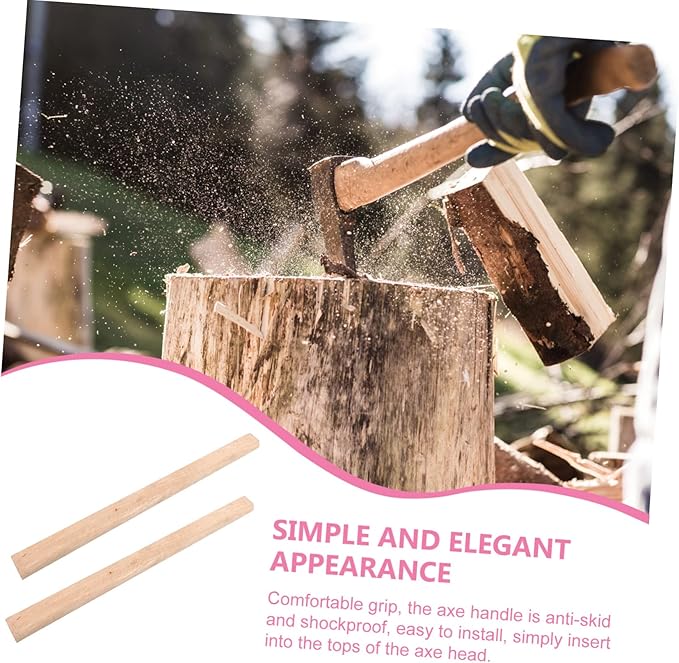 ARTIBETTER 2pcs Broad Wooden Axe Handle Replacement Durable Flat Handle for Chopping and Camping Comfortable Grip Easy Installation Anti-Slip and Shockproof Design