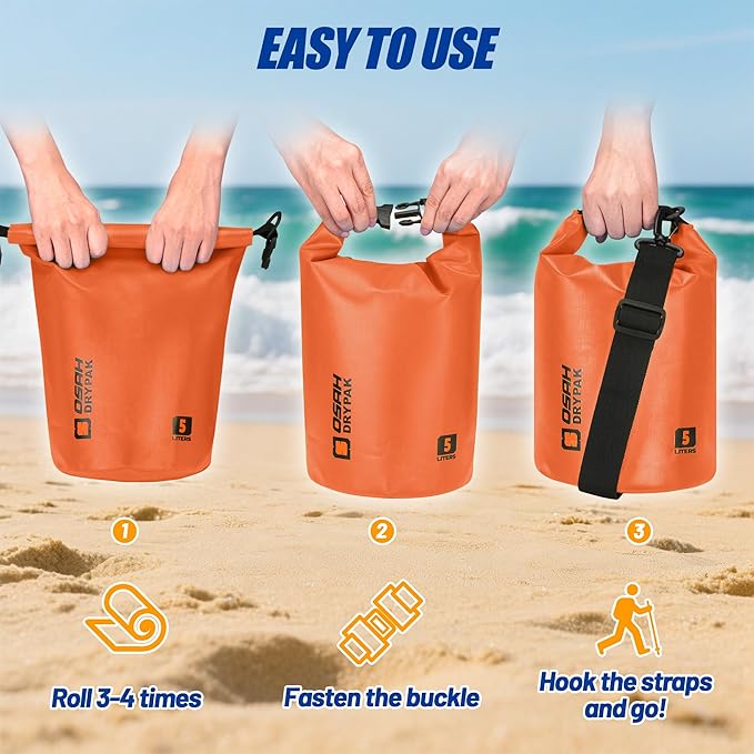 Waterproof Dry Bag 5L/10L/20L/30L/40L Roll Top Lightweight Storage Backpack with Phone Case for Women &amp Men Floating Waterproof Sack for Travel Swimming Kayaking Paddle Board Camping &amp B