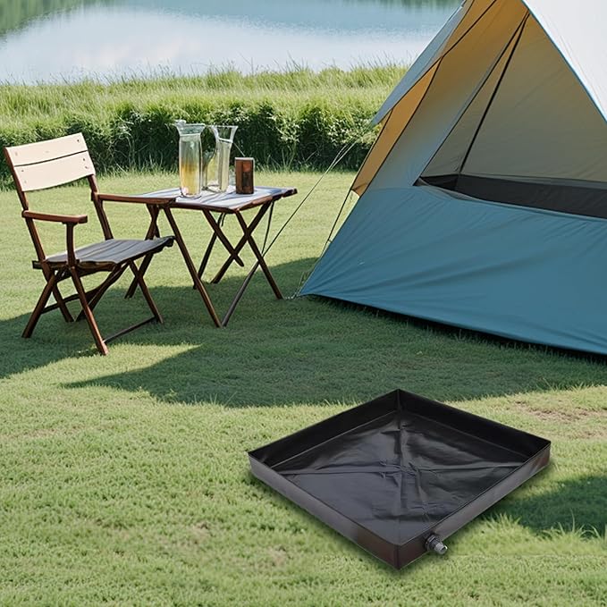 Camping Shower Mat 41x41'' Collapsible Shower Base with Wrapped Edges Rapid Drainage Waterproof Shower Pan with Heavy Duty Bottom for Outdoor Shower Camping Camping Shower Mat