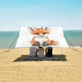 ALAZA Cute Fox Baby Beach Tent Sun Shelter UPF50+ Protection Beach Shade Canopy w/ 4 Sandbags for Outdoor Camping Fishing Backyard Fun Picnic 10x9 ft