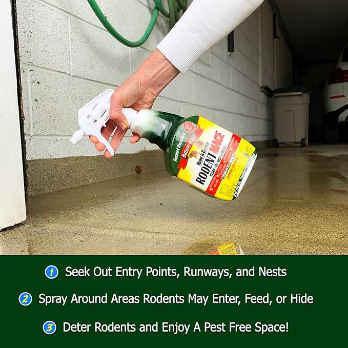 Nature’s MACE Rodent Repellent 5 Gal Concentrate Covers 10 Acres Repel Mice &amp Rats Keep Mice Rats &amp Rodents Out of Home Garage Attic and Crawl Space Safe to Use Around Children Pets