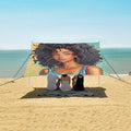 ALAZA American Woman with Curly Hair Art Beach Tent Sun Shelter Portable Canopy Sunshade for Outdoor Camping Picnics Backyard Fun 10x9 ft