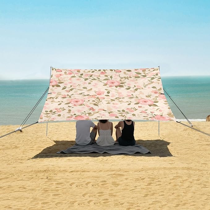 Rose Gold Foil Leopard Print Their Forms Blending Seamlessly Into 1 Another Beach Tent UPF50 Easy Setup Large Sun Shelter with Sandbags &amp Sand Shovel for Camping Trips Fishing Backyard Fun