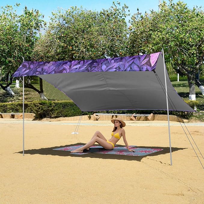ALAZA Salamander Pillow Crown Pattern Beach Tent Sun Shelter Portable Canopy Sunshade for Outdoor Camping Picnics Backyard Fun 10x9 ft