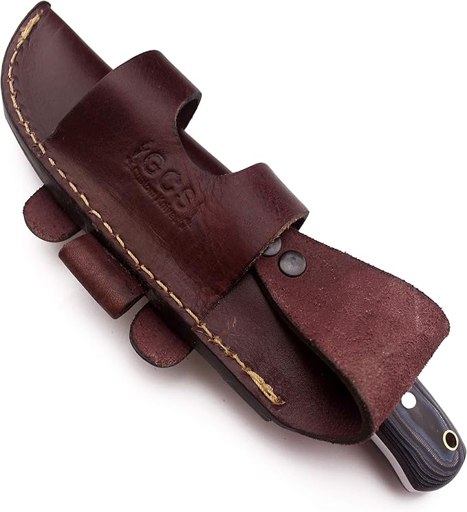 GCS Custom Handmade Black Micarta with Bone Spacer Handle D2 Tool Steel 15 Knife Buffalo Hide Sheath GCS129