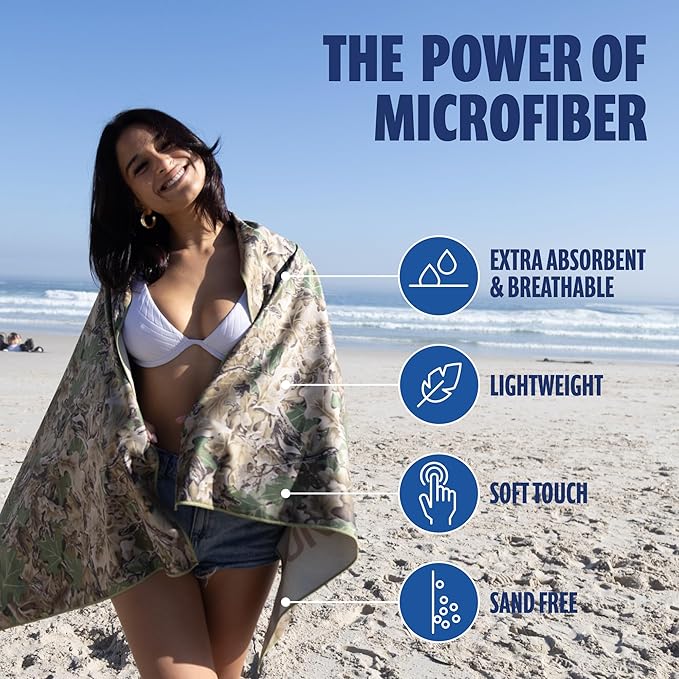 SUN NINJA Portable Shower Bundle 1.3 Gallon with Microfiber Beach Towel Multi-Spray Shower Head Neoprene Cover Keeps Water Warm Quick-Dry &amp Sand-Free Towel Complete Outdoor Cleaning Kit