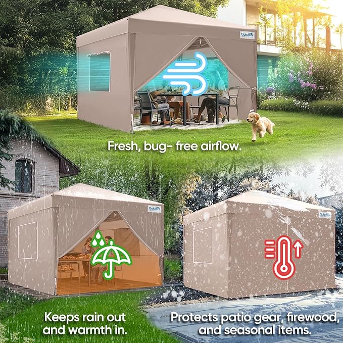 Quictent Privacy 8x8 Pop up Canopy Tent with Sidewalls and Roll-up Ventilated Windows One Person Easy Setup Outdoor Commercial Gazebo Shelter Enclosed Waterproof Bonus 4 Sandbags