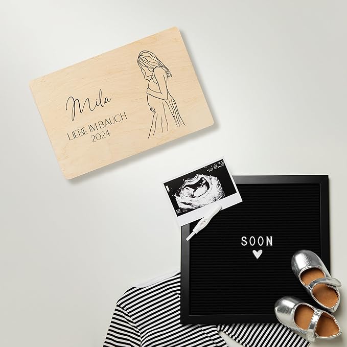 Creative Deco Personalized Wooden Storage Box Mum to Be Box | 11.8x7.87x5.51in (+-0.5) | Hinged Lid Handle Engraving | Unpainted Gift Box | Rough UNSANDED Keepsake Memory Souvenir Chest