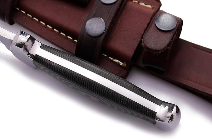 GCS Handmade Micarta Handle D2 Tool Steel Tactical Hunting Knife with leather sheath Full tang blade designed for Hunting &amp EDC GCS 183
