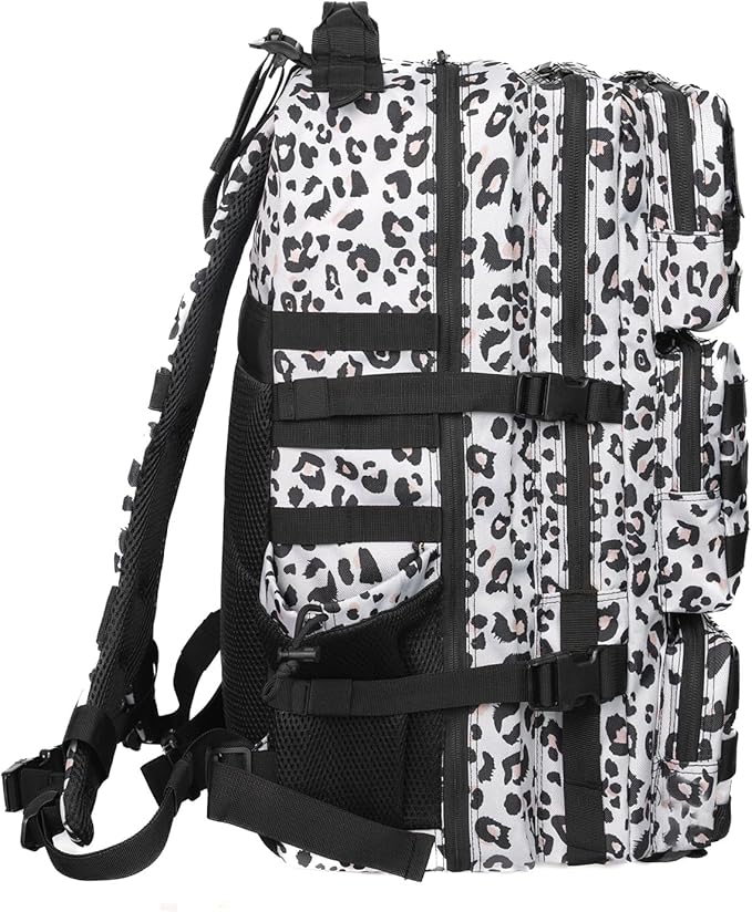 55L Military Tactical Backpack - Bug Out Bag with MOLLE System for Hiking(Leopard print color)