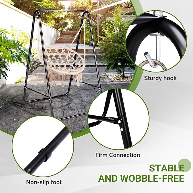Premium Hammock Stand Heavy Duty Steel Frame with Waterproof Coating 600lb Capacity Outdoor Hanging Stand Non-Slip Base for Secure Placement on Patio Garden or Balcony