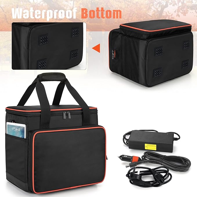 Trunab Travel Carrying Case Compatible with Jackery Explorer 1000/1000 v2 Portable Power Station Storage Bag with Waterproof Bottom and Front Pockets for Charging Cable and Accessories