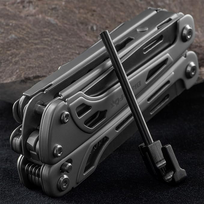 BlackFox BF-206 Fortitude Multi Tool 17-in-1 Stainless Steel EDC Pocket Knife with Nylon Sheath Compact Outdoor Gear for Camping Hiking Survival Everyday Carry