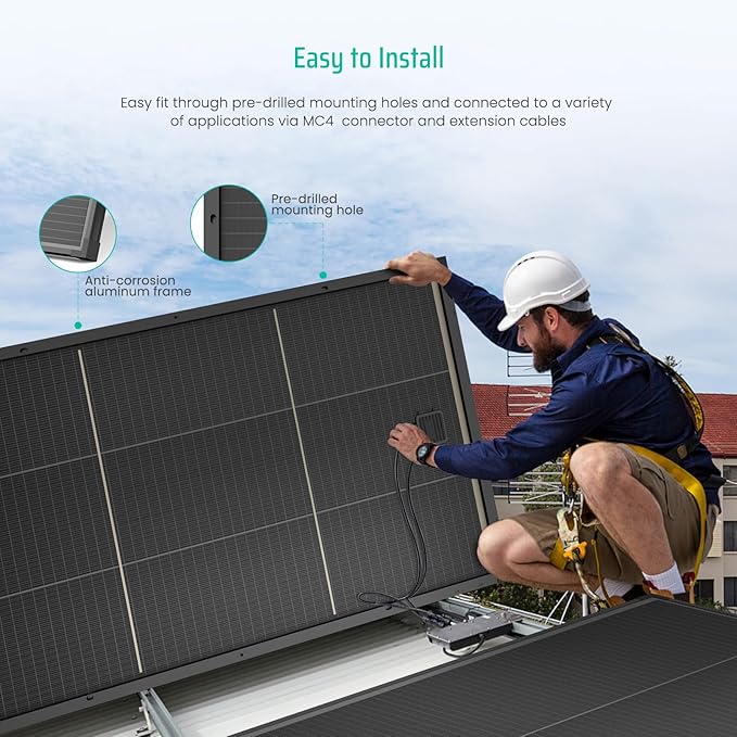 Bifacial 120 Watt Solar Panel 12V 120W Monocrystalline Solar Panel Panel High Efficiency Module Monocrystalline Technology Work with Charger for RV Camping Home Boat Marine Off-Grid
