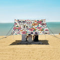 ALAZA Sugar Skull Day of Dead Flower Beach Tent Sun Shelter UPF50+ Protection Beach Shade Canopy w/ 4 Sandbags for Outdoor Camping Fishing Backyard Fun Picnic 10x9 ft
