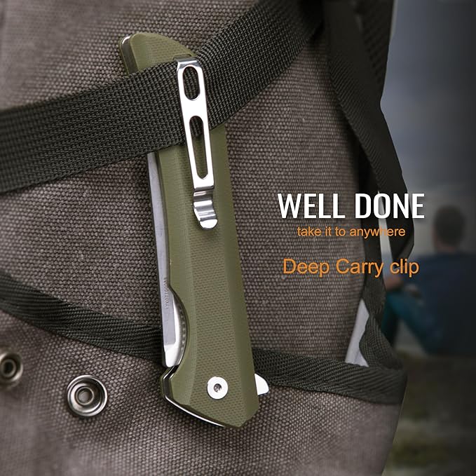 Heavy Outdoor Tactical Folding Pocket Knife for men14C28N Stainless Steel BladeG10 HandleLiner LockEDC Hunting Bushcrafting Camping Knives Belt Clip CarryMicrotech Elemental Fishing HikingFather