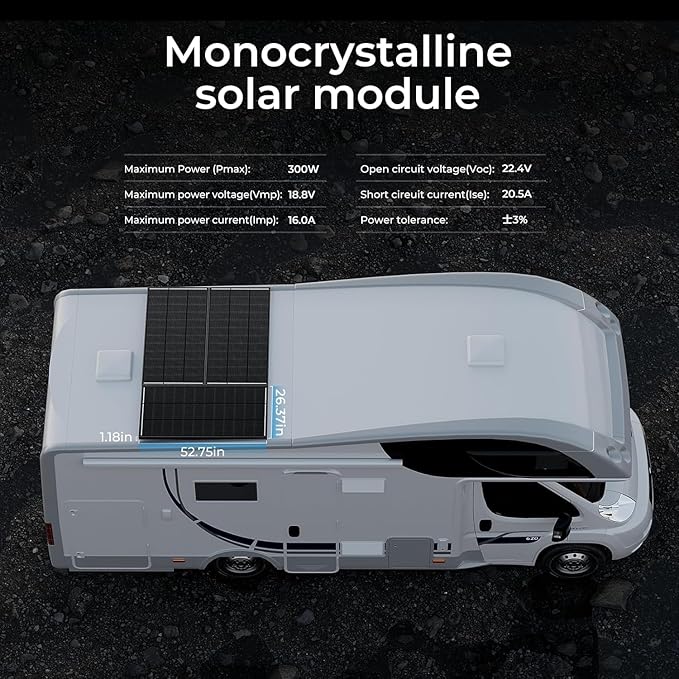 2Pack 300 Watt Solar Panel Upgraded 18BB Solar Cells 24.6% High Efficiency Monocrystalline 12V/24V PV Module for Home Rooftop RV Camper Marine Boat Off Grid System All Black