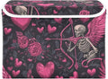Valentine Skeleton Hearts Black Storage Box with Lid 1 PC Foldable Storage Bin with Lids Stackable Storage Bins Cube Closet Organizer Basket with Flip-Top Lid &amp Handles for Shoes Books Towels