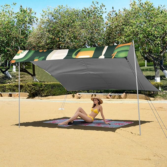ALAZA Clover Elements St.Patrick's Day Beach Tent Sun Shelter Portable Canopy Sunshade for Outdoor Camping Picnics Backyard Fun 10x9 ft