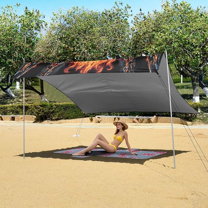 ALAZA Skull Chain Beach Tent Sun Shelter Portable Canopy Sunshade for Outdoor Camping Picnics Backyard Fun 10x9 ft