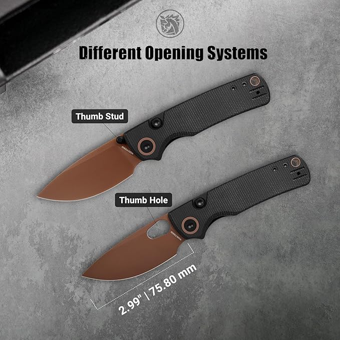 Vosteed Porcupine - EDC Pocket Knife 2.99’’ 14C28N Steel Rose Gold Blade Top Liner Lock Micarta Handle - Lightweight Folding knives with Clip for Men &amp Women Camping Outdoor-A2602
