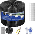 10in X 100ft Critter Guard for Solar Panels 1/2inch PVC Coated Solar Panel Guard Critter Guard Roll Kit for Solar Panel Wire Mesh Black Pigeon Barrier with 120pcs Fasteners Cutting Scissor Gloves