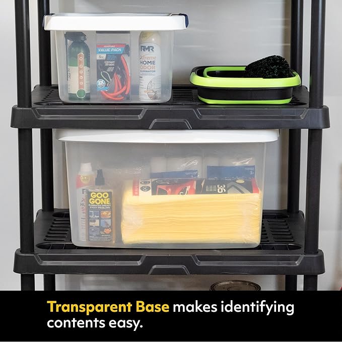 CENTREX CX Cleared Away 66-Quart Medium-Strength Clear Storage Container &amp Latching Lid 4 Pack (14.7”H x 27”W x 15.5”D) Stackable Transparent Storage and Organization Tote Plastic Bin