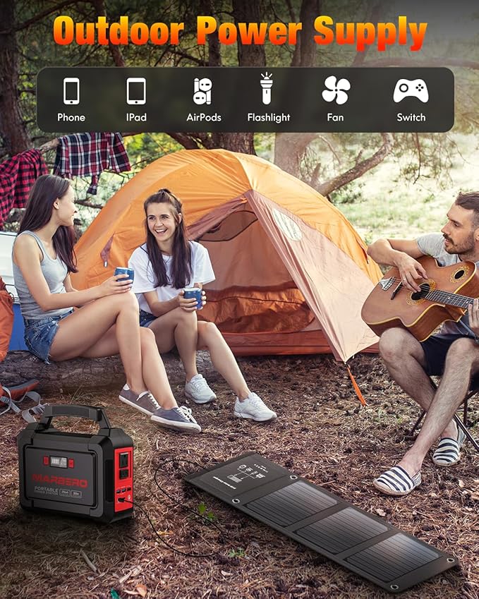 MARBERO 21W Portable Solar Panel Foldable Solar Panel Charger IP65 Waterproof Solar Panels 23% High Efficiency Fast Charger USB Ports &amp DC 18V Output for Camping Outdoor Travel Emergency Cloudy