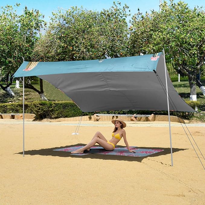 ALAZA Colorful Cactuses Beach Tent Sun Shelter Portable Canopy Sunshade for Outdoor Camping Picnics Backyard Fun 10x9 ft