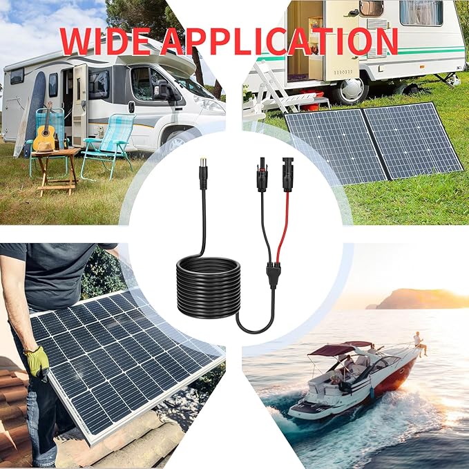 ELFCULB Solar to DC 8mm Cable 14AWG 20FT Solar Panel Connector to DC7909 Male Connector Cable for Solar Generator Portable Power Station