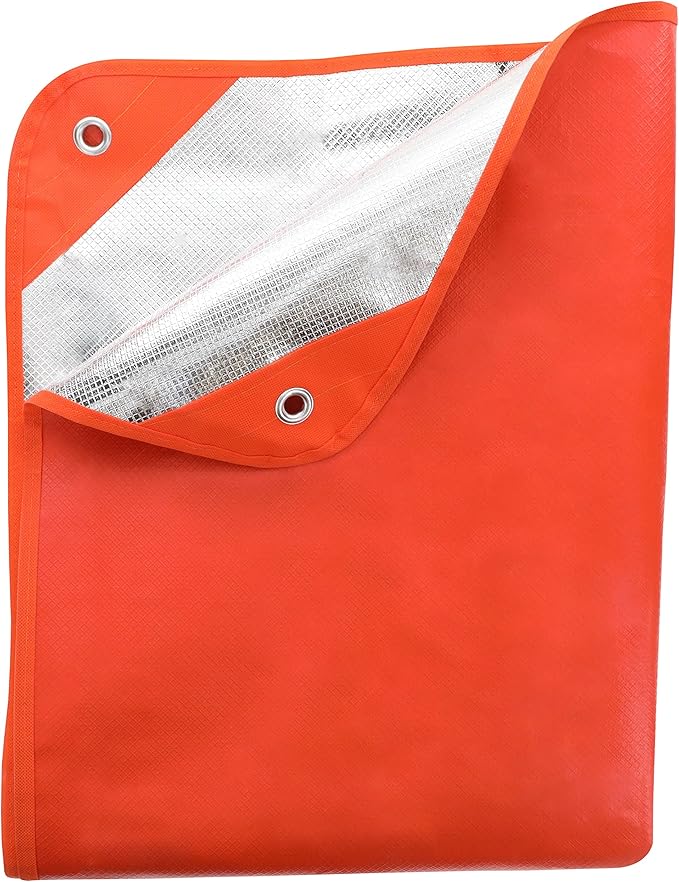 UST 20-PGR0010-08 Survival Blanket/Tarp 2.0 with Windproof and Waterproof Material for Emergency Camping Hiking and Outdoors Orange