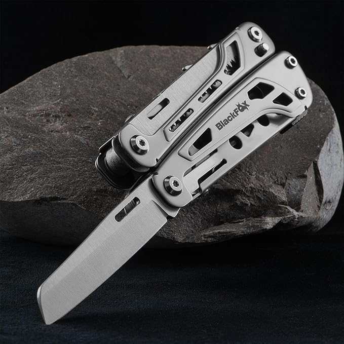 BlackFox BF-206 Fortitude Multi Tool 17-in-1 Stainless Steel EDC Pocket Knife with Nylon Sheath Compact Outdoor Gear for Camping Hiking Survival Everyday Carry